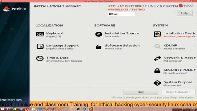 Installation of Red Hat Enterprise Linux / RHEL 8 (Minimal) смотреть онлайн
