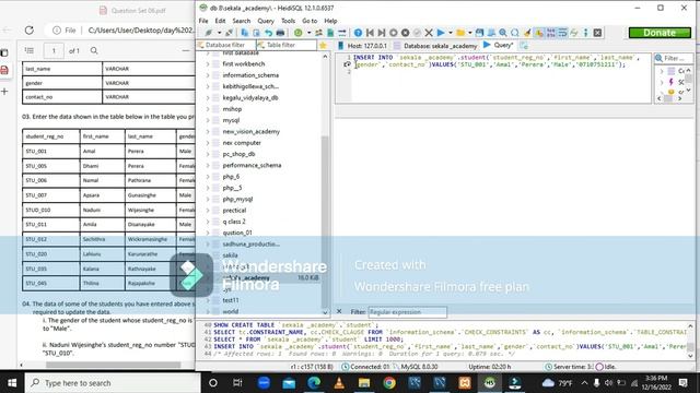 DATABASE TASK 06|WRITE AN AND UPDATE QUERY STATEMENT | JAVA INSTITUTE | A. A. SAHIL AHAMED смотреть онлайн
