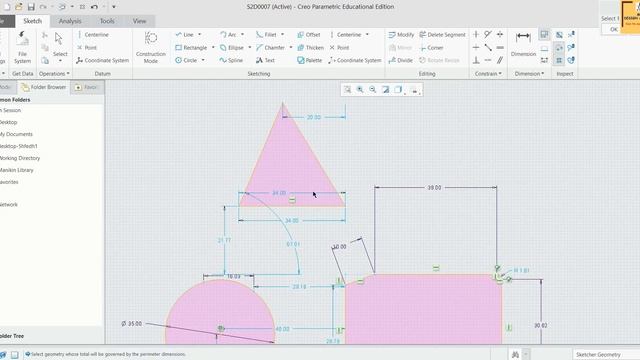 #10 Creo Sketch Tutorial- Dimension Tools in Details смотреть онлайн