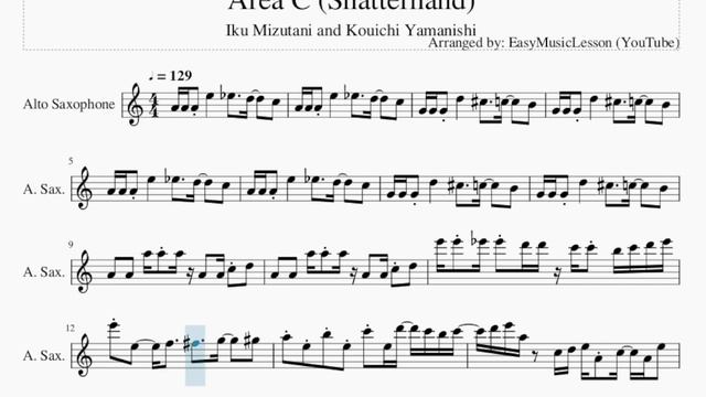 Alto Sax Sheet Music: How to play Area C (Shatterhand) by Iku Mizutani and Kouichi Yamanishi смотреть онлайн