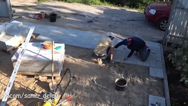 Вибропрессованная ТРОТУАРНАЯ ПЛИТКА - не женское дело! Монтаж и Укладка тротуарной плитки смотреть онлайн