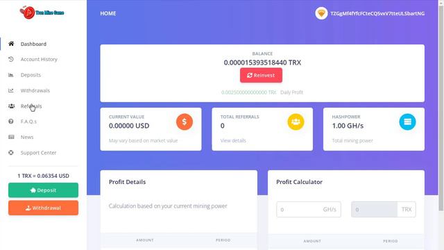 Tronminegame - майнинг трон Trx без вложений