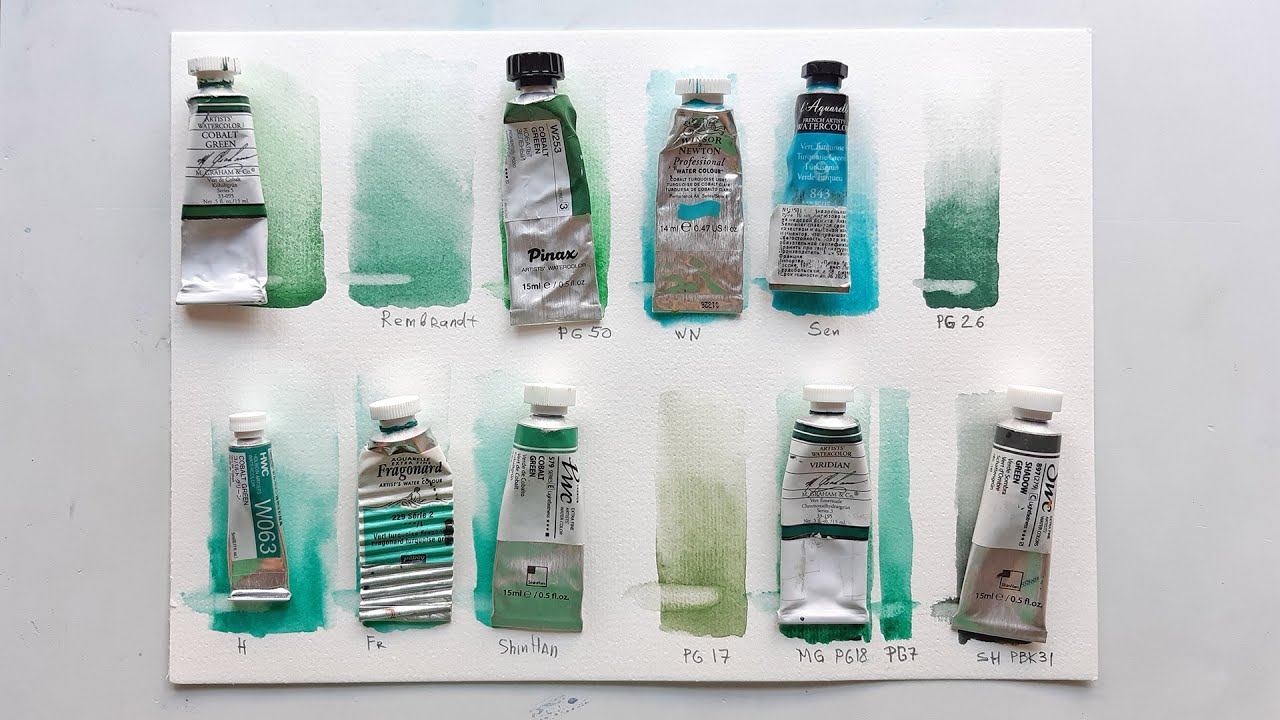 Кобальт зелёный (Cobalt Green) PG50 и другие кроющие зелёные пигменты смотреть онлайн