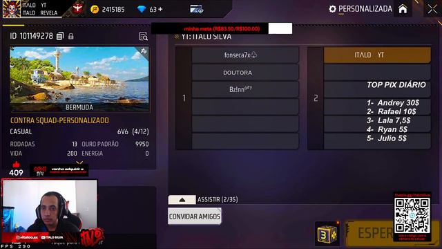 🔥 FREE FIRE AO VIVO - ITALO 🔥 ITALO REVELA 🔥 4x4 e 6X6 COM INSCRITOS 🔥 SALA PERSONALIZADA 🔥 #89k смотреть онлайн