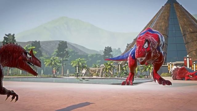 ALL RED SPIDER-MAN Battle in Jurassic World |Dinosaur Pro SuperHero Team| смотреть онлайн
