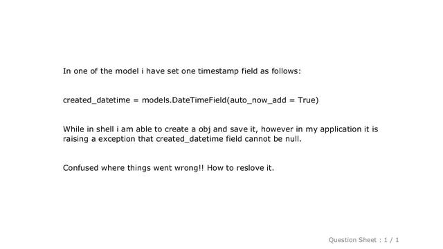 Django : Django DateTimeField auto_now_add not working смотреть онлайн