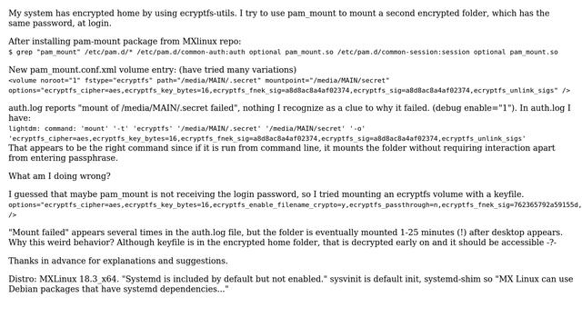 pam_mount to mount ecryptfs-encrypted folder at login смотреть онлайн