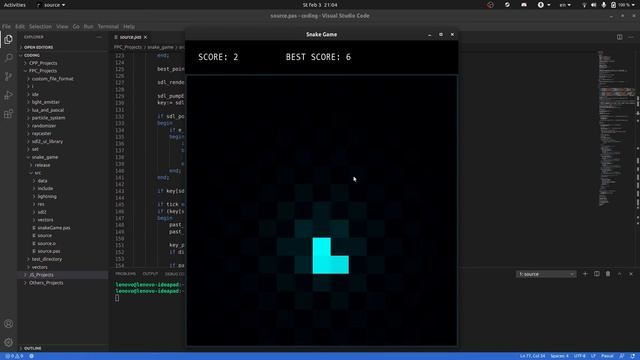 Snake Game (Pascal/SDL2) смотреть онлайн