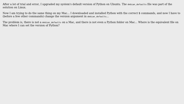/usr/share/python/debian_defaults Ubuntu / Mac equivalent смотреть онлайн