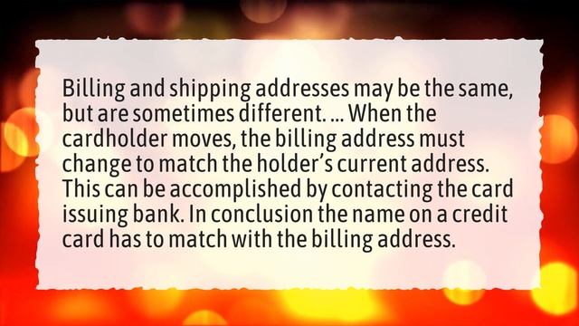 Where is the billing address on a credit card? смотреть онлайн