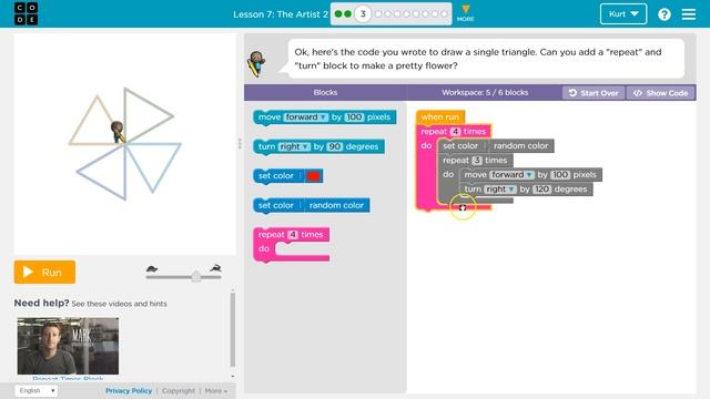 The Artist 2 - Lesson 7.3 Tutorial with Answers - Code.org Accelerated Intro to CS Course смотреть онлайн