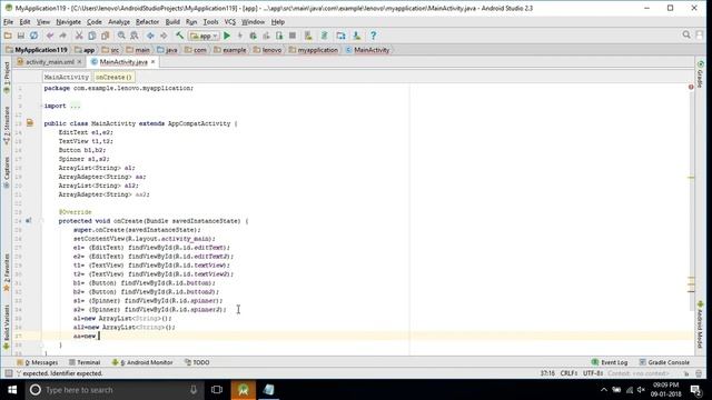 Project 4: Using Spinner in android studio. смотреть онлайн