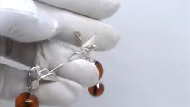 Гарнитур "Оригами" российское серебро - серьги, кольцо, подвеска с балтийским янтарём 925 Ag S144 смотреть онлайн