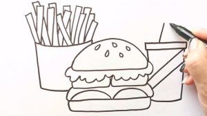 Как нарисовать БУРГЕР, КАРТОФЕЛЬ ФРИ, ПЕПСИ для детей / Нарисуй Ка