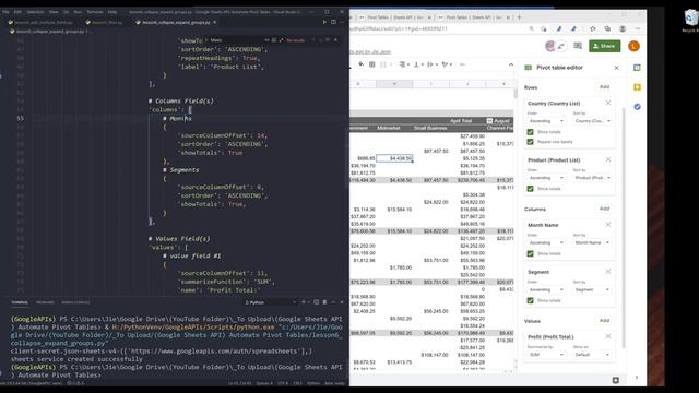 Automate Pivot Tables in Google Sheets with Python and Sheets API | Collapse/Expand Fields (Part 6) смотреть онлайн