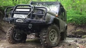 Тест драйв военных мостов с редукторами от трактора т 40, 35е колеса  UAZ off road УАЗ монстр 2016г