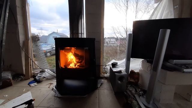 Растопка Печь-камин БАВАРИЯ ПАНОРАМА ПРИЗМА с плитой смотреть онлайн