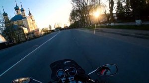 Путешествующую на сиби 400(CB-400).Все цветет. Поездка в Старицу.Ржев и холодная ночь.