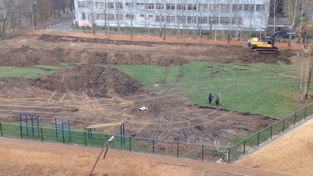 Стадион строительство. 2015. Окружная 11 монолит.