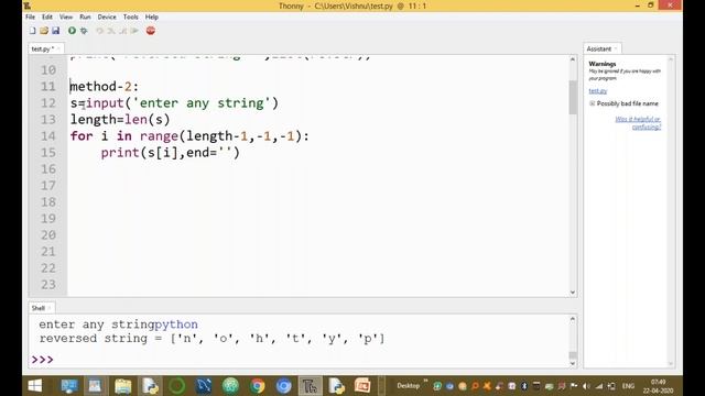 program to find the reverse string of a given string | Programs in Python смотреть онлайн