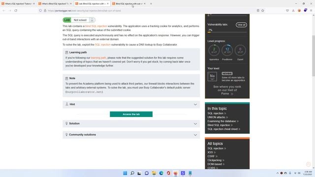 Blind SQL injection with out of band interaction | Portswigger Web Academy смотреть онлайн