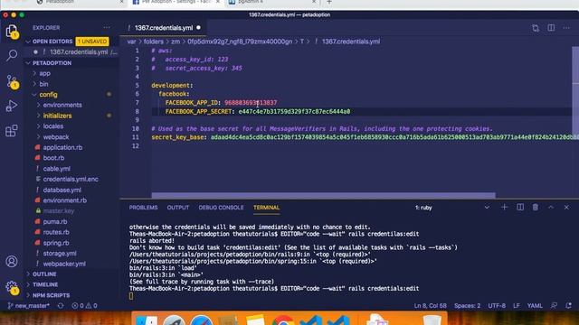 Pet Adoption App - Part 12 - With Rails, Configuring Secret credentials in encrypted file смотреть онлайн