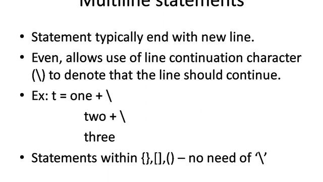 multiline statements in python || line continuation character in python|| what is \ in python смотреть онлайн