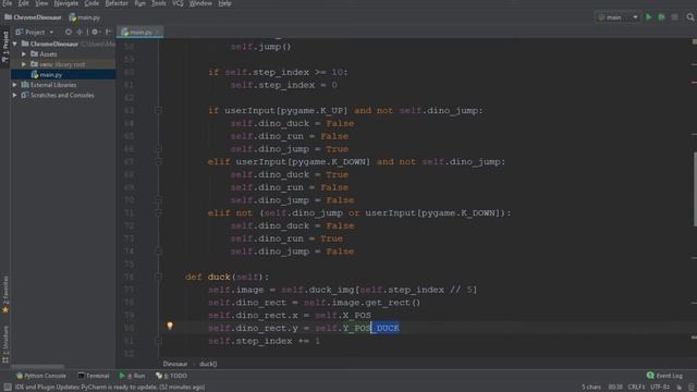 Python/Pygame Chrome Dino (Part 2) -JUMPING & DUCKING Motion смотреть онлайн