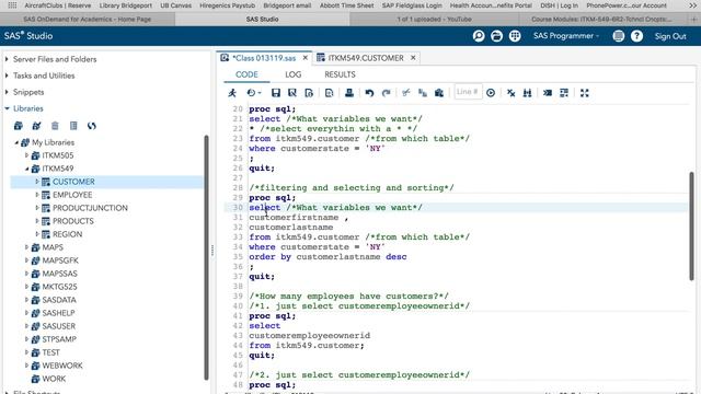 SQL1 SAS Select Sort and Filter смотреть онлайн