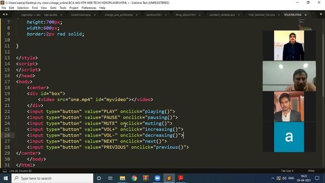 Video player (Part-1) in javascript for BCA AKU 6th CIMAGE College Patna, Online Education for all смотреть онлайн