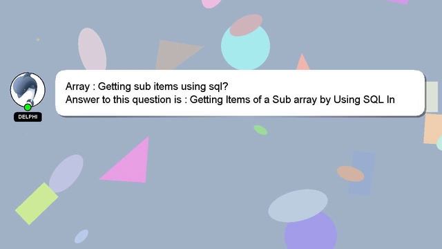 Array : Getting sub items using sql? смотреть онлайн