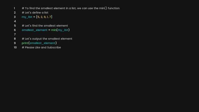 Find the smallest element in a list in python смотреть онлайн