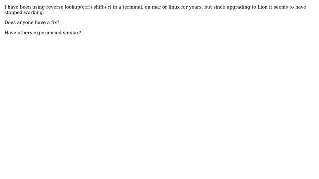 reverse lookup(ctrl+shift+r) not working on MAC OSX Lion? смотреть онлайн