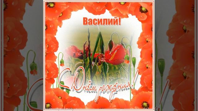 Василий, с днем рождения! Поздравление мужчине стихами на фоне музыки с изображением красных маков. смотреть онлайн