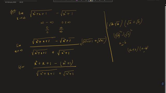Limit x tends to infinity sqrt(x^2 + x + 1) - sqrt(x^2 + 1) | Limits and Continuity | Calculus смотреть онлайн