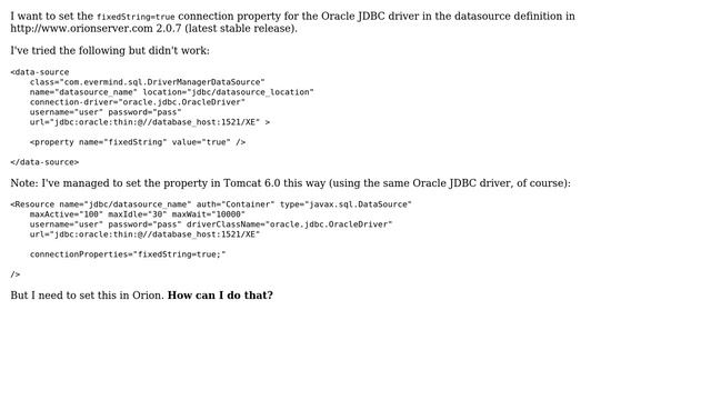 How to set Oracle's fixedString property in Orion Application Server? смотреть онлайн
