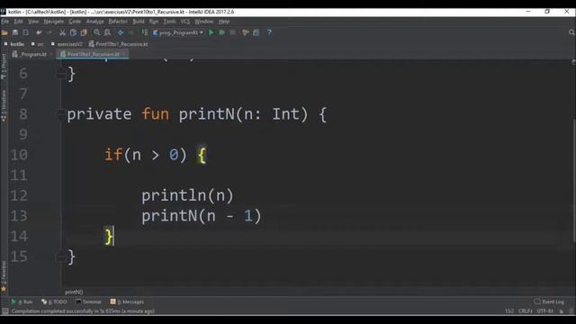 print 10 to 1 recursive in kotlin смотреть онлайн