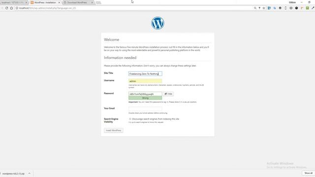wordpress install in Localhost with a sample theme activate from online смотреть онлайн