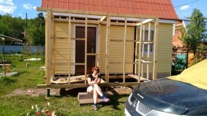 Пристройка к дачному домику на винтовых сваях - Закрытая веранда.