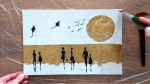 Покрытие картины лаком | 4 этап работы с поталью