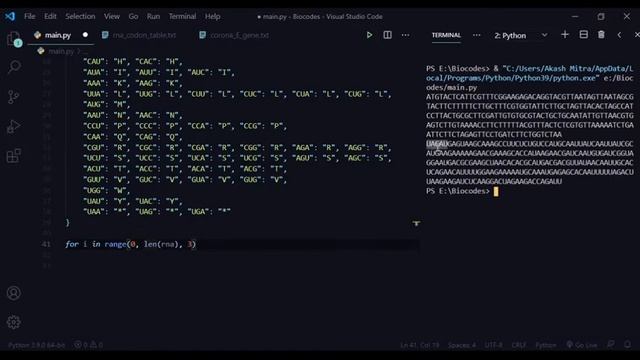Protein translation from RNA sequence using PYTHON | Bioinformatics | Akash Mitra смотреть онлайн