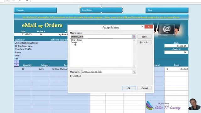 Excel VBA - Email my Order - Excel 2013 - Part 3 смотреть онлайн