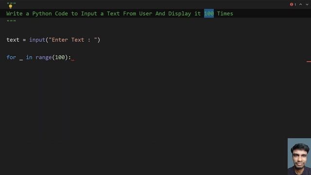 Write a Python Code to Input a Text From User And Display it 100 Times смотреть онлайн