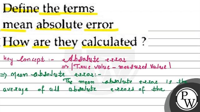 Define the terms mean absolute error How are they calculated? смотреть онлайн