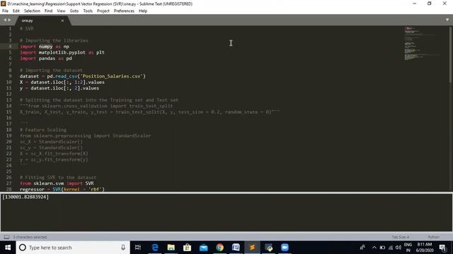 Implementation of support vector regression using Python. смотреть онлайн