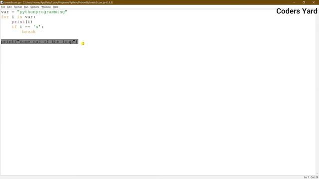 What is Break & Continue Statement in Python | Python Tutorial | Coders Yard смотреть онлайн