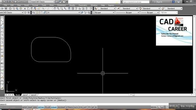 Fillet command in AutoCAD | how to use fillet command in AutoCAD | using fillet command in autocad смотреть онлайн