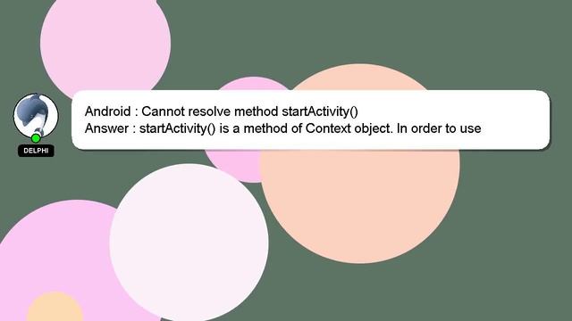 Android : Cannot resolve method startActivity() смотреть онлайн