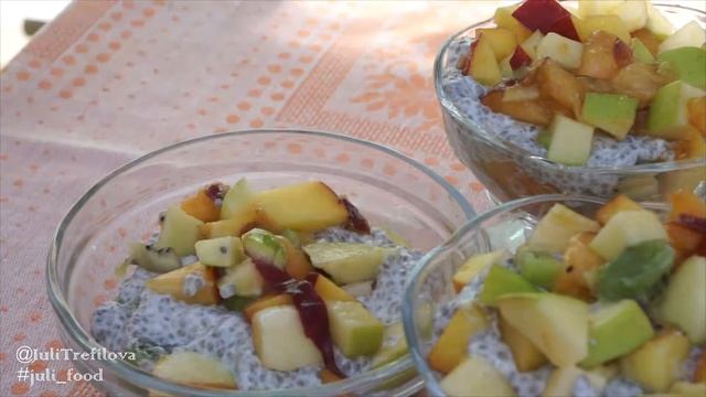 ЛЕТНИЕ ПП ДЕСЕРТЫ | Чиа смузи с черникой и фруктовый салат с чиа | Juli_Food смотреть онлайн