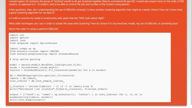 Troubleshooting tips for clustering word2vec output with DBSCAN смотреть онлайн